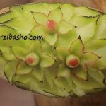 آموزش ساخت گل بر روی خربزه 